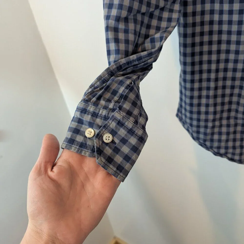 Banana Republic Soft Wash Slim Fit Buttondown in Blue/Gray, Sz S
